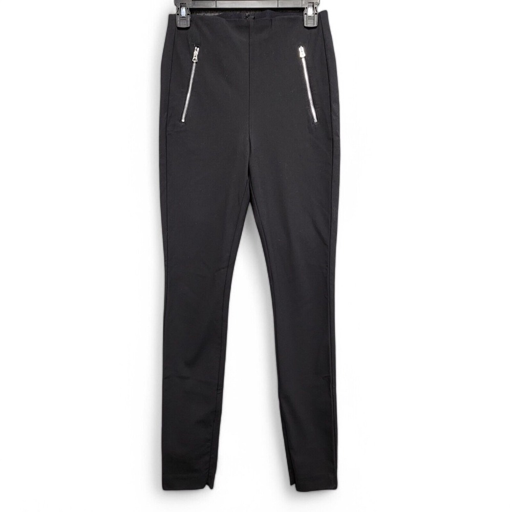 Rag and Bone Simone Slim Leg Sport Pants Womens Size 2 Black Zip Ankle Stretch